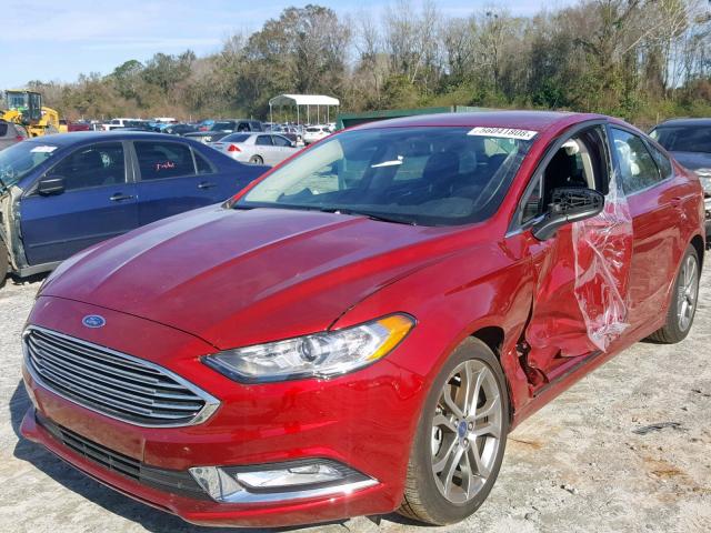 3FA6P0G7XHR402165 - 2017 FORD FUSION S RED photo 2