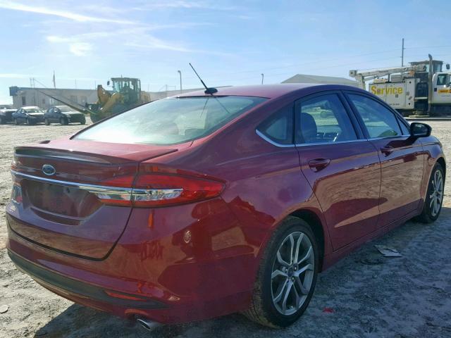 3FA6P0G7XHR402165 - 2017 FORD FUSION S RED photo 4