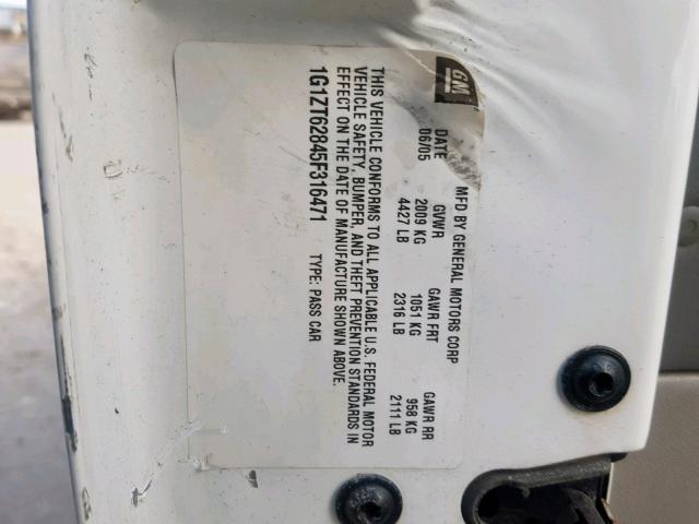 1G1ZT62845F316471 - 2005 CHEVROLET MALIBU MAX თეთრი ფოტო 10