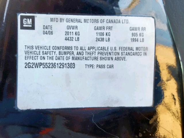 2G2WP552361291303 - 2006 PONTIAC GRAND PRIX შავი ფოტო 10