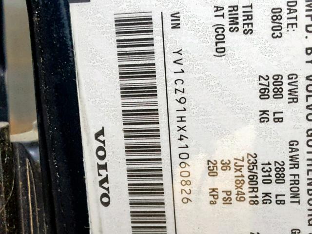 YV1CZ91HX41060826 - 2004 VOLVO XC90 T6 BLUE photo 10