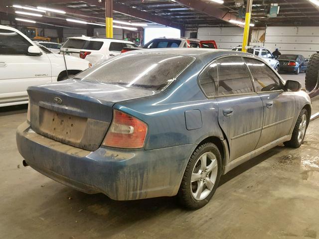 4S3BL676X56227911 - 2005 SUBARU LEGACY GT BLUE photo 4