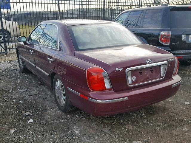 KMHFU45E44A323649 - 2004 HYUNDAI XG 350 BURGUNDY photo 3