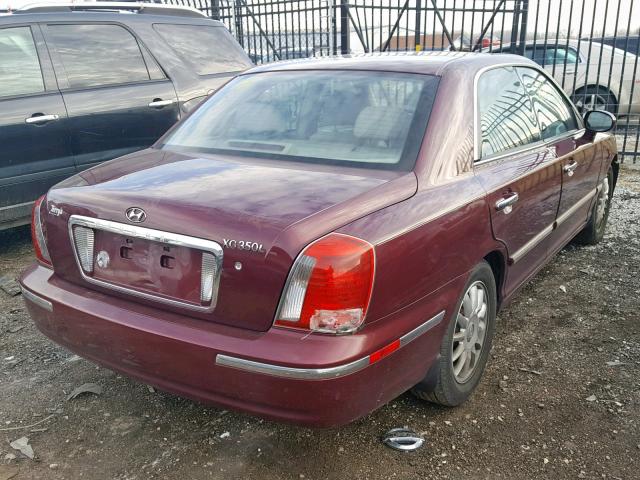 KMHFU45E44A323649 - 2004 HYUNDAI XG 350 BURGUNDY photo 4