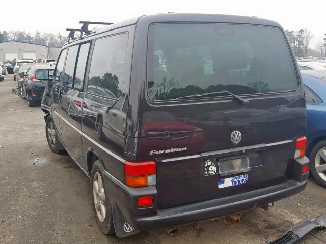 WV2MB47041H135513 - 2001 VOLKSWAGEN EUROVAN MV BLACK photo 3