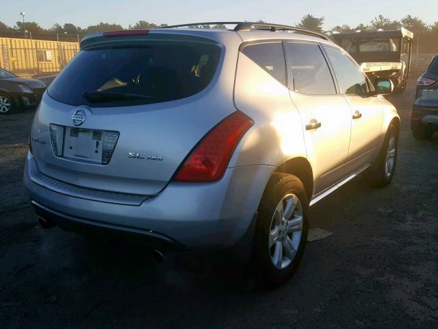 JN8AZ08W66W549571 - 2006 NISSAN MURANO SL SILVER photo 4