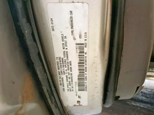 4S3BE625347210756 - 2004 SUBARU LEGACY L S SILVER photo 10