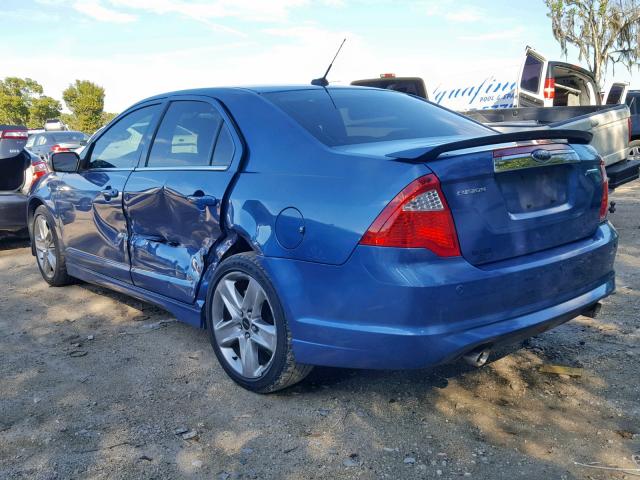 3FAHP0KC5AR276753 - 2010 FORD FUSION SPO BLUE photo 3