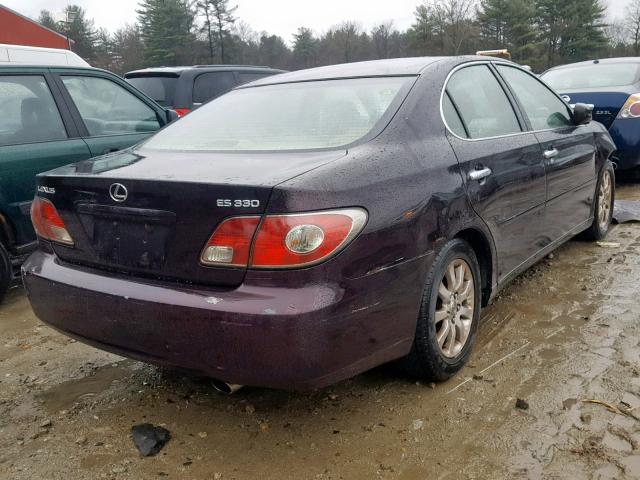 JTHBA30G845014319 - 2004 LEXUS ES 330 BURGUNDY photo 4