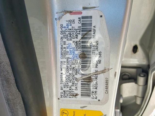 JT8BD68S3Y0115093 - 2000 LEXUS GS 300 SILVER photo 10