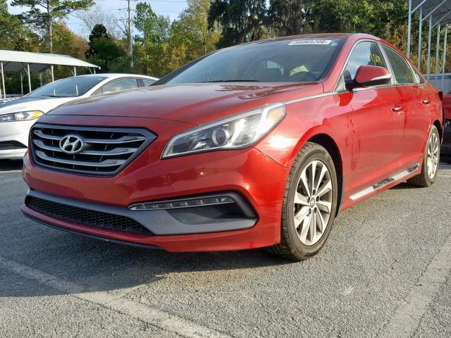 5NPE34AF5FH078552 - 2015 HYUNDAI SONATA SPO RED photo 2