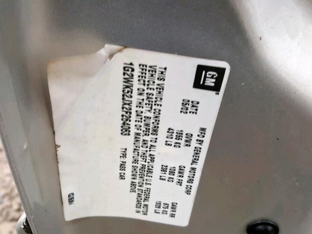 1G2WK52JX2F264063 - 2002 PONTIAC GRAND PRIX GRAY photo 10