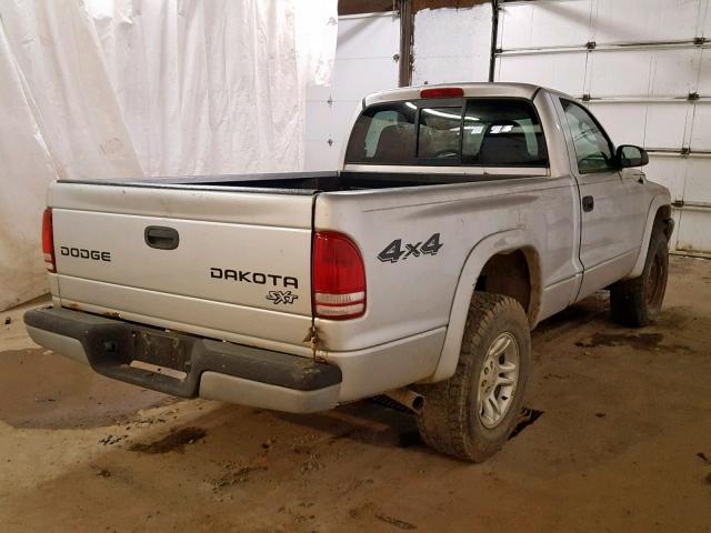 1D7GG16X23S355884 - 2003 DODGE DAKOTA SXT SILVER photo 4