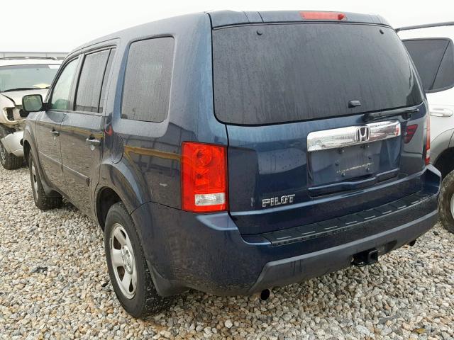 5FNYF38209B013533 - 2009 HONDA PILOT LX BLUE photo 3