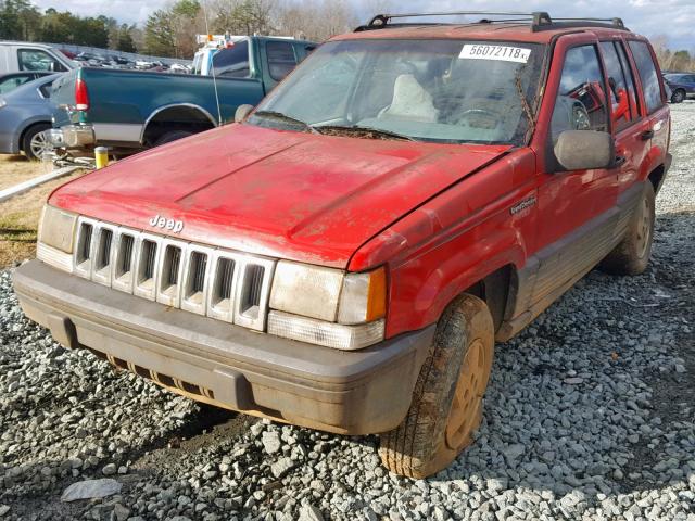 1J4GZ58S2PC701357 - 1993 JEEP GRAND CHER RED photo 2