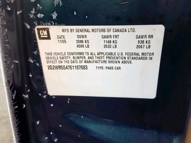 2G2WR554761187683 - 2006 PONTIAC GRAND PRIX GREEN photo 10