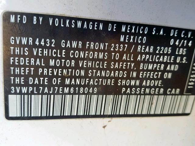 3VWPL7AJ7EM618049 - 2014 VOLKSWAGEN JETTA TDI WHITE photo 10