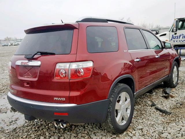 1GKEV33707J169221 - 2007 GMC ACADIA SLT BURGUNDY photo 4