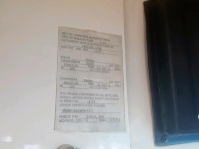 4UZ6CJAA0WC914525 - 1998 FREIGHTLINER CHASSIS FS ყვითელი ფოტო 10