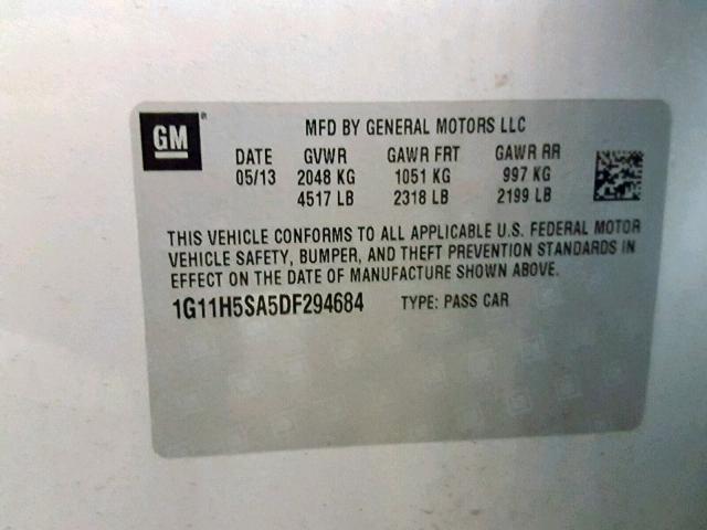 1G11H5SA5DF294684 - 2013 CHEVROLET MALIBU LTZ ვერცხლისფერი ფოტო 10