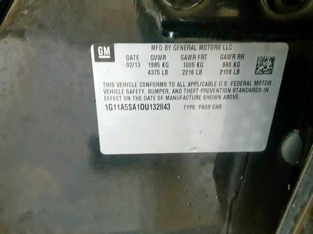 1G11A5SA1DU132843 - 2013 CHEVROLET MALIBU LS Қара фото 10