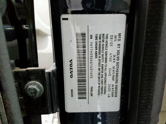 YV1TH592461431493 - 2006 VOLVO S80 2.5T BLUE photo 10