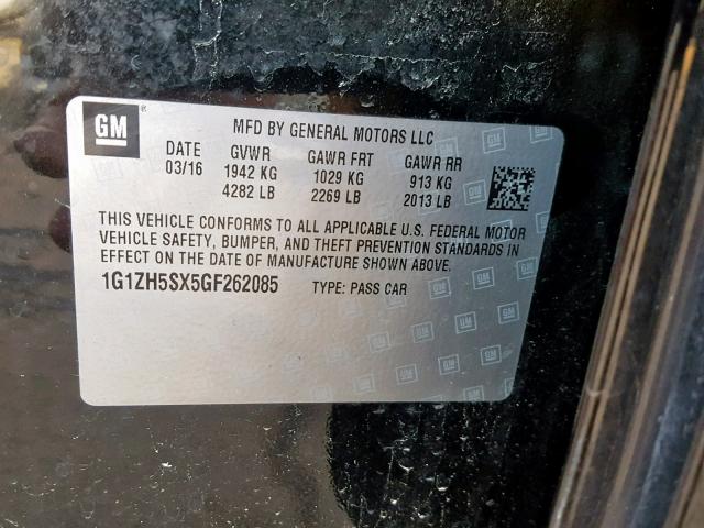 1G1ZH5SX5GF262085 - 2016 CHEVROLET MALIBU PRE BLACK photo 10