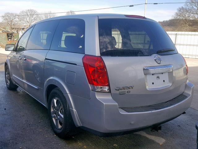 5N1BV28U27N133509 - 2007 NISSAN QUEST S SILVER photo 3