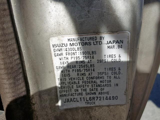 JAACL11L6R7214490 - 1994 ISUZU CONVENTION SILVER photo 10