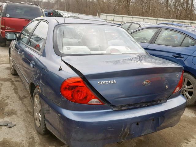 KNAFB121X35222971 - 2003 KIA SPECTRA BA BLUE photo 3