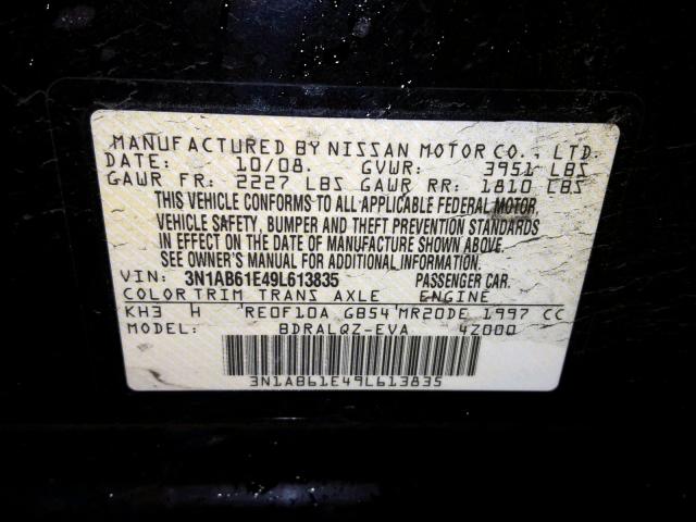 3N1AB61E49L613835 - 2009 NISSAN SENTRA 2.0 BLACK photo 10