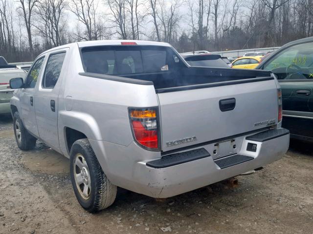 2HJYK16228H541730 - 2008 HONDA RIDGELINE SILVER photo 3