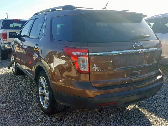 1FMHK7F89CGA12934 - 2012 FORD EXPLORER L BROWN photo 3