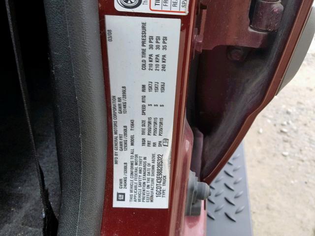1GCDT43E988205322 - 2008 CHEVROLET COLORADO L MAROON photo 10