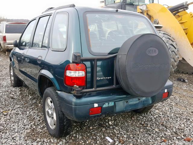 KNDJB723215059666 - 2001 KIA SPORTAGE GREEN photo 3