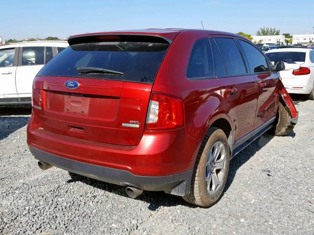 2FMDK3J95EBA98874 - 2014 FORD EDGE SEL RED photo 4