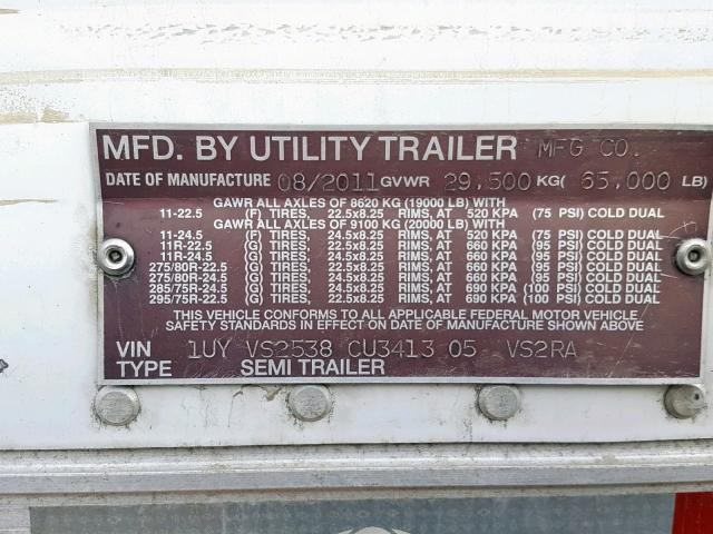 1UYVS2538CU341305 - 2012 UTILITY REEFER WHITE photo 10