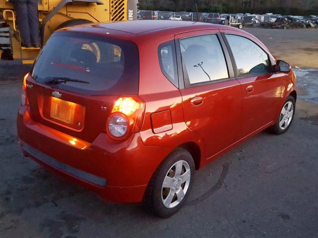 KL1TD66E19B355680 - 2009 CHEVROLET AVEO LS RED photo 4