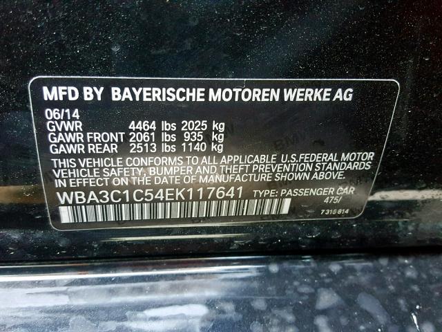 WBA3C1C54EK117641 - 2014 BMW 328 I SULE BLACK photo 10