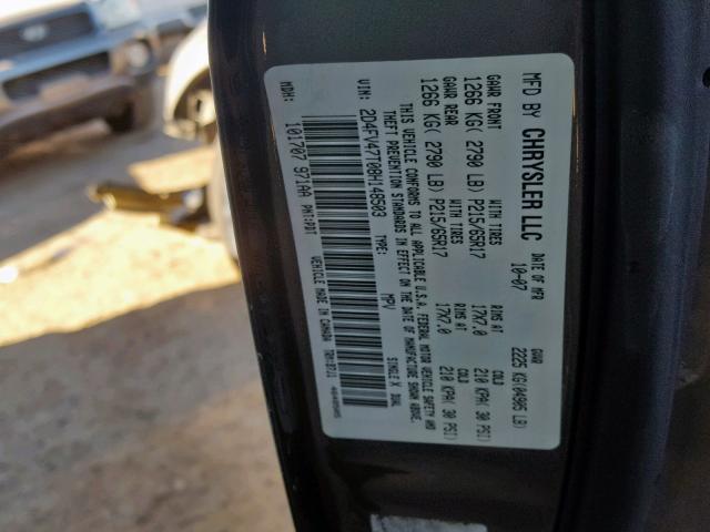 2D4FV47T08H148503 - 2008 DODGE MAGNUM GRAY photo 10