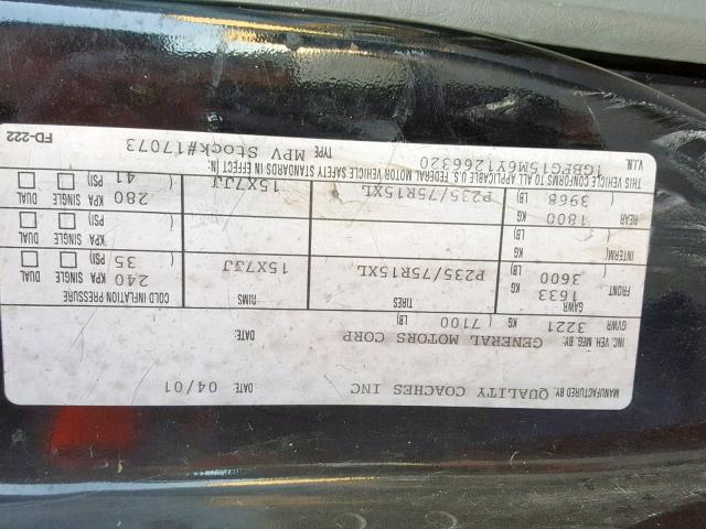 1GBFG15M6Y1266320 - 2000 CHEVROLET EXPRESS G1 BLACK photo 10