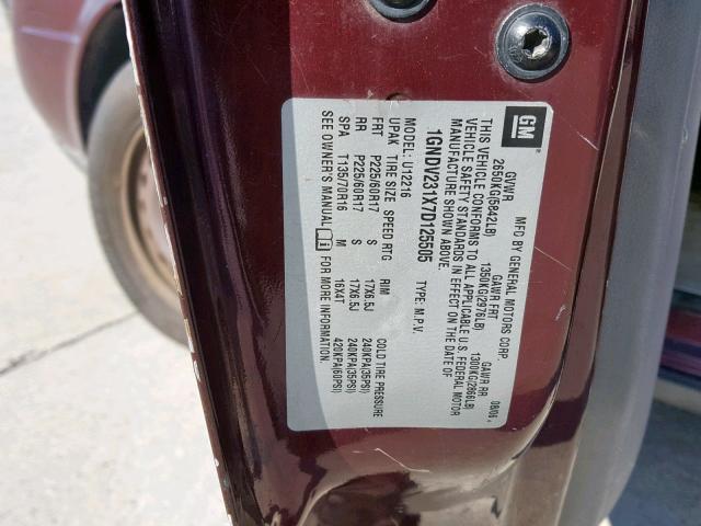 1GNDV231X7D125505 - 2007 CHEVROLET UPLANDER L 勃艮第红 照片 10