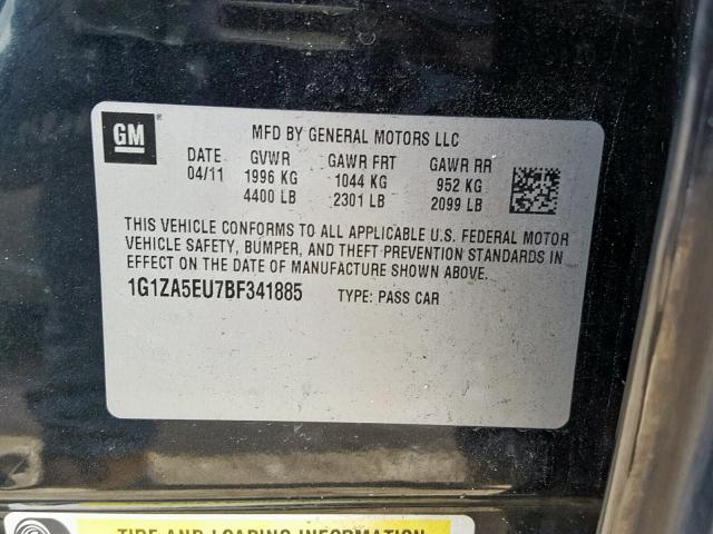 1G1ZA5EU7BF341885 - 2011 CHEVROLET MALIBU LS Qara foto 10