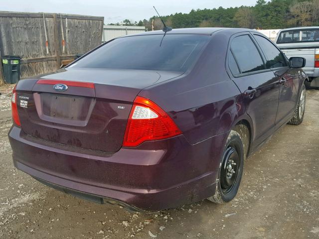 3FAHP0GA9BR239861 - 2011 FORD FUSION S MAROON photo 4