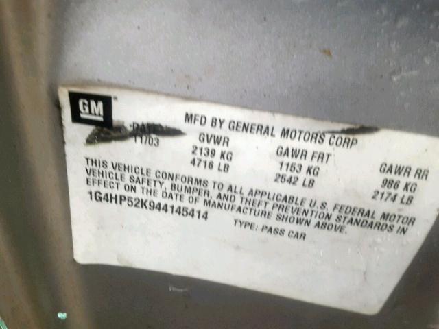 1G4HP52K944145414 - 2004 BUICK LESABRE CU SILVER photo 10