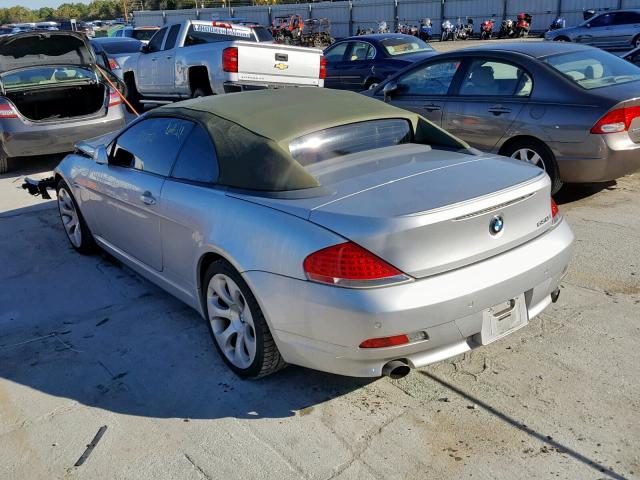 WBAEK13507CN82944 - 2007 BMW 650 I SILVER photo 3