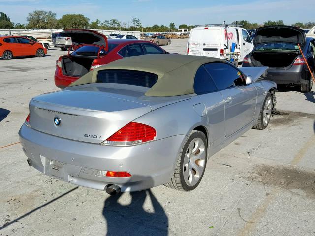 WBAEK13507CN82944 - 2007 BMW 650 I SILVER photo 4