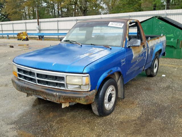 1B7FL26X9PS186346 - 1993 DODGE DAKOTA BLUE photo 2