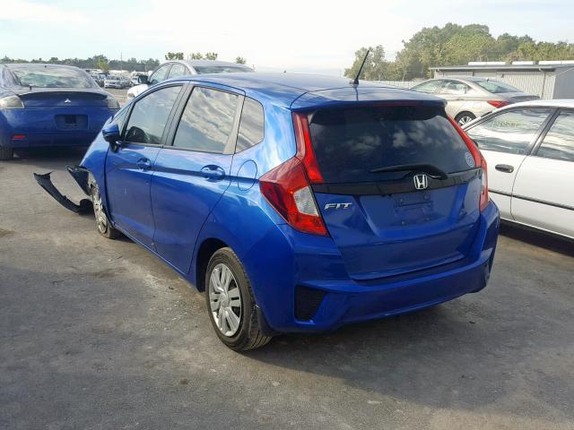 3HGGK5H50FM766016 - 2015 HONDA FIT LX BLUE photo 3