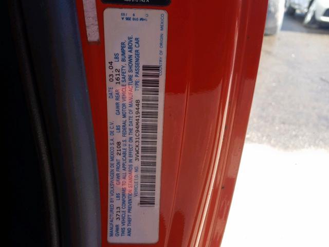 3VWCK31C94M419448 - 2004 VOLKSWAGEN NEW BEETLE Narıncı foto 10